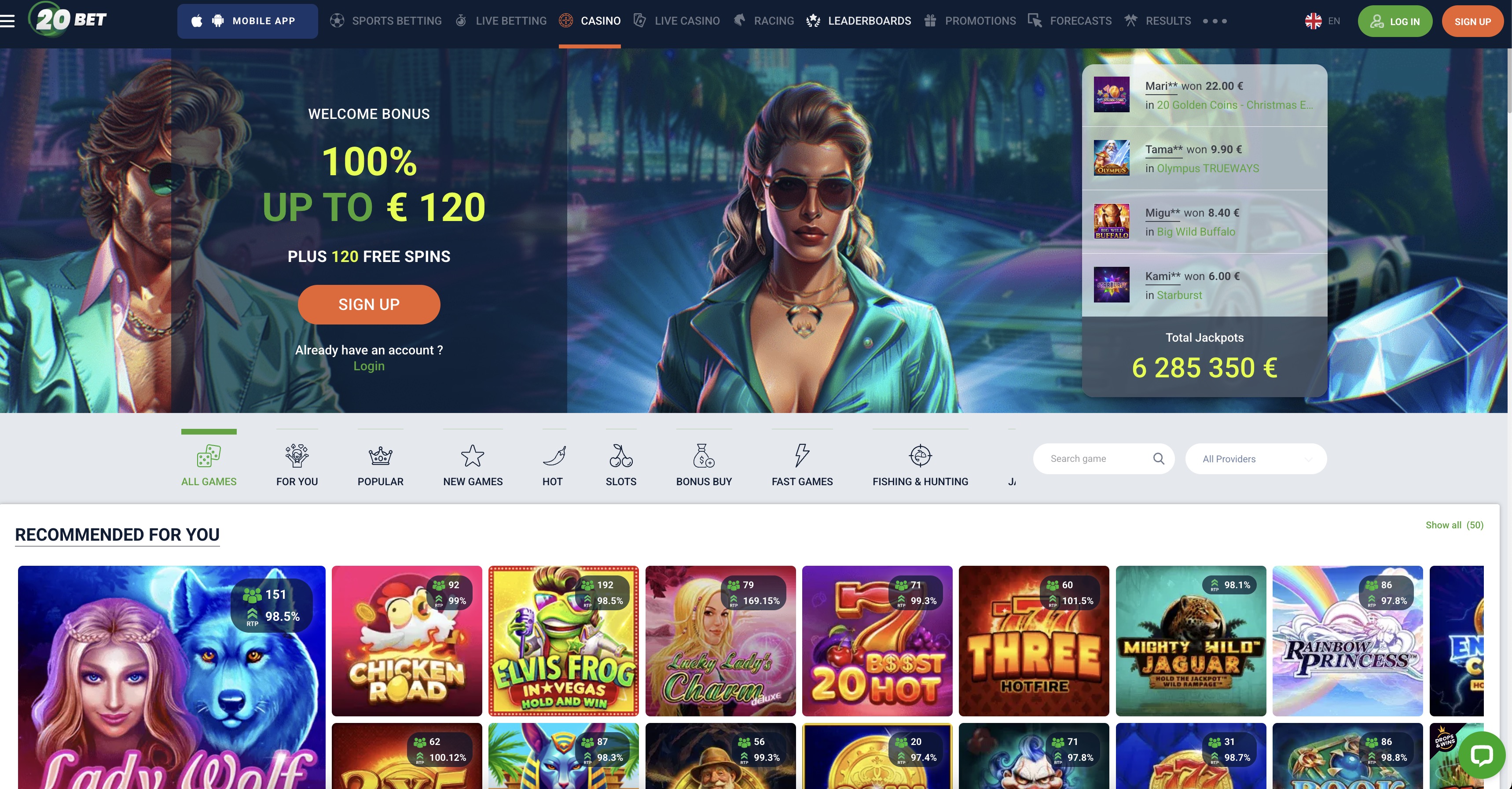 20Bet 온라인 카지노
